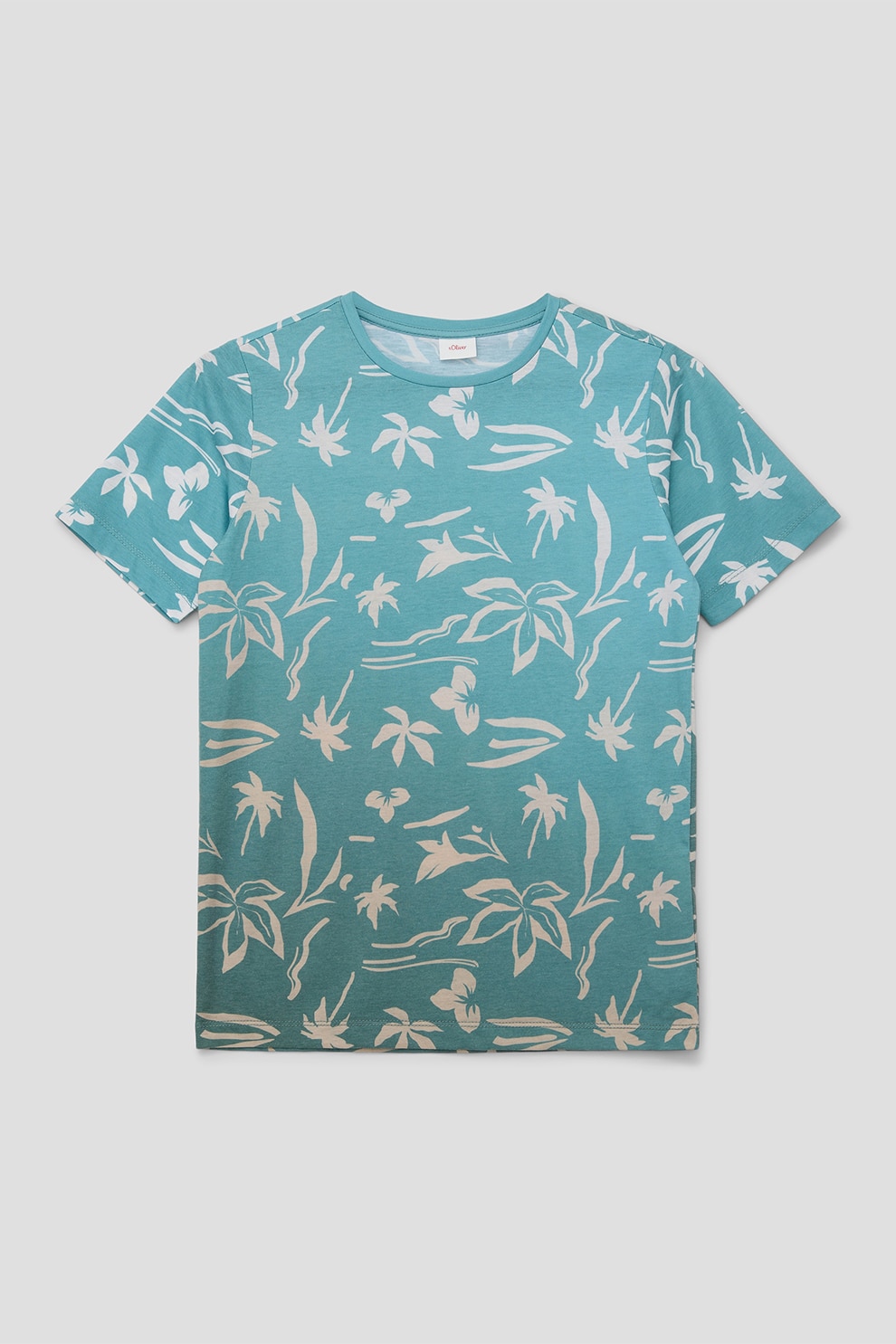 s.Oliver, Tricou din amestec de bumbac cu imprimeu, Albastru prafuit, Crem, 158-164 CM