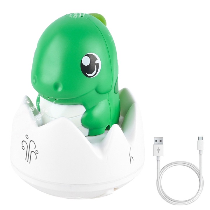 MorFansi® interaktív vízpermetes fürdőjáték gyerekeknek, színes LED-es lámpákkal, vízálló, USB töltés, 6 hónap+, zöld