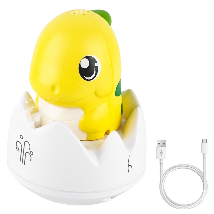 MorFansi® interaktív vízpermetes fürdőjáték gyerekeknek, színes LED lámpákkal, vízálló, USB töltés, 6 hónap+, sárga