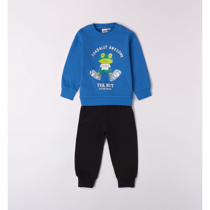 Compleu bluza fllece si pantaloni pentru baieti, I Do, 4.7513, Alb/Verde/Negru/Albastru