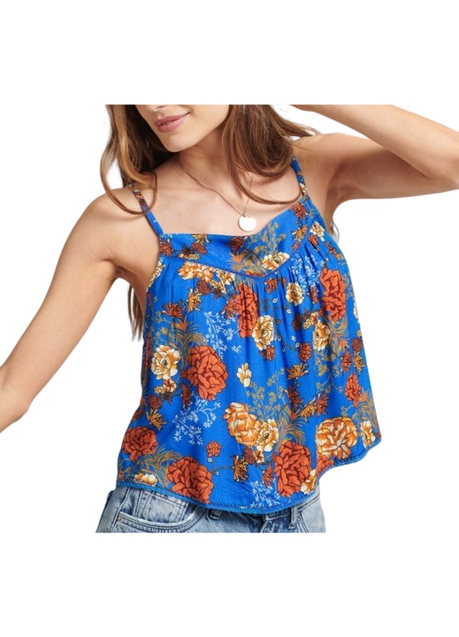 SuperDry, Лек топ с тънки презрамки, Син, M