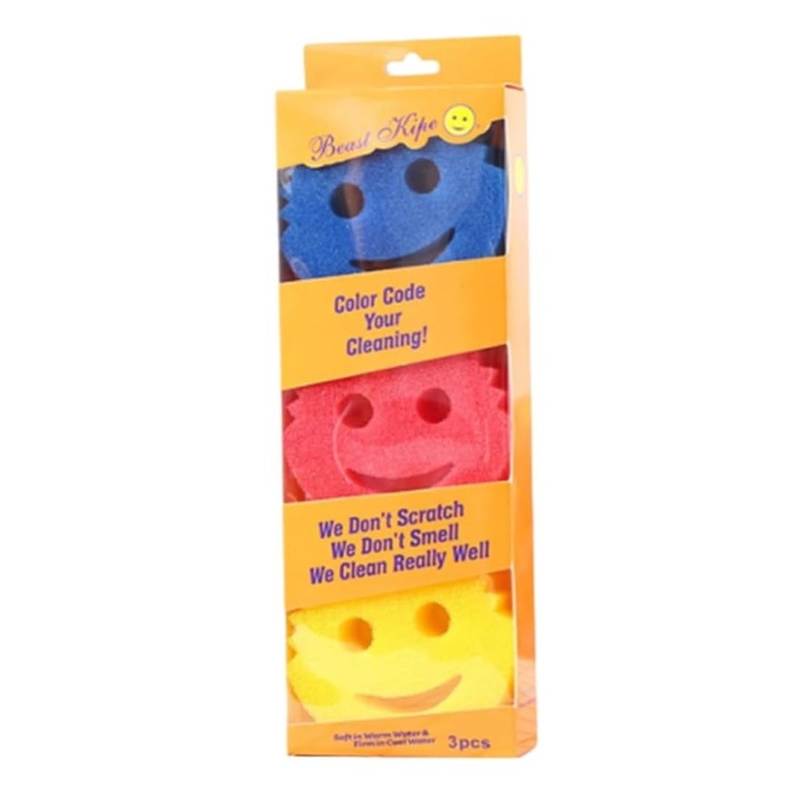 Гъба за миене и почистване на съдове, първокласен материал, много издръжлив, за всякакъв вид материал, комплект от 3 части, размер 10 см, ОРИГИНАЛНИ ПРЕДЛОЖЕНИЯ