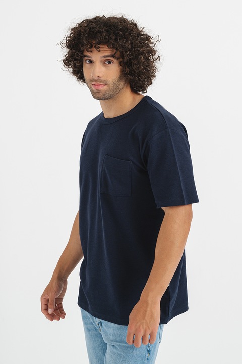 Selected Homme, Tricou cu buzunar pe piept, Albastru inchis, S
