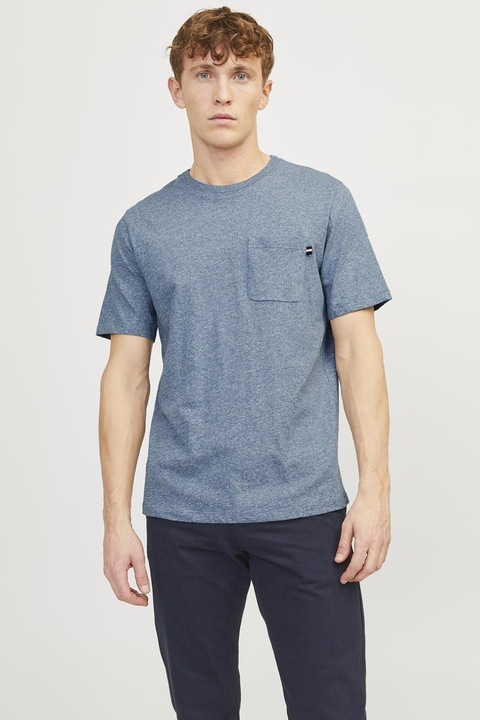 Jack & Jones, Kerek nyakú póló mellzsebbel, Púderkék, S