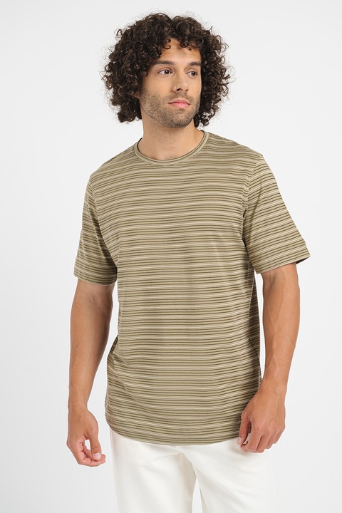 Jack & Jones, Csíkos pamuttartalmú póló, Zöld, S