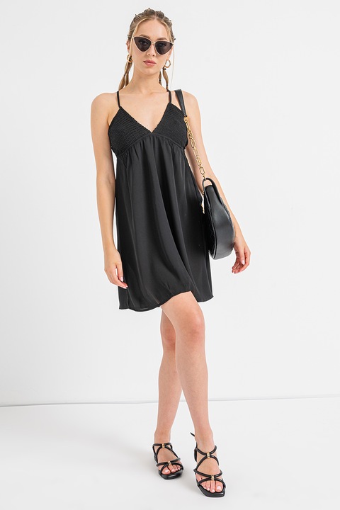 Only, Alma V-nyakú ruha keresztpántos hátrésszel, Fekete