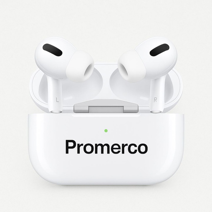 Casti wireless Bluetooth, Promerco®, compatibile cu Android/iPhone, HD Audio si Voice, Dual HD True Stereo, alb