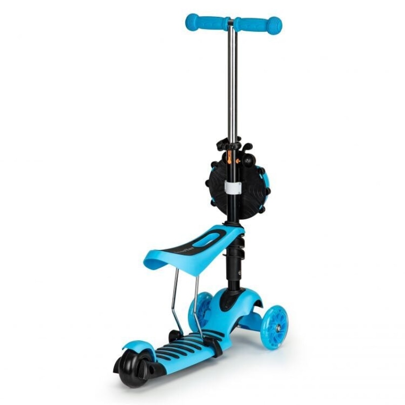 Trotineta 3 in 1 copii cu sezut, roti LED si cos Buburuza, ghidon reglabil 3 trepte, pliabila, max. 25 kg, 3 ani+, albastra [3]