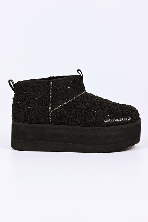 Karl Lagerfeld, Ghete slip-on cu talpa flatform, Negru