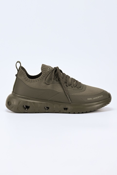 Karl Lagerfeld, Pantofi sport slip-on cu garnituri din material textil, Kaki