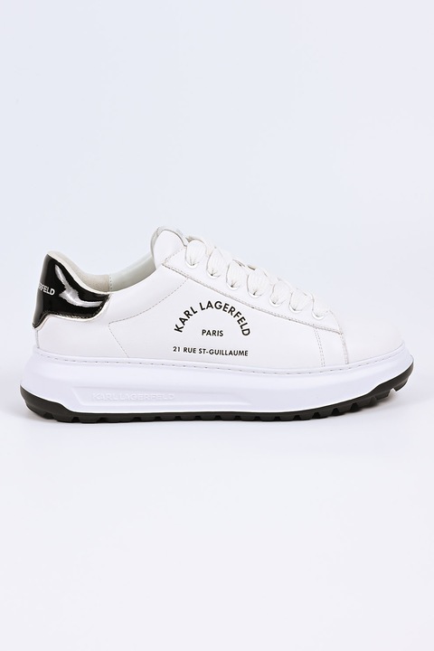 Karl Lagerfeld, Спортни обувки с еко кожа и лого, Черен/Мръснобял