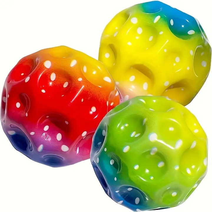 Set 3 mingi Saltarete cu lumini, super space ball, culoare curcubeu, 7 cm, SALLMA®