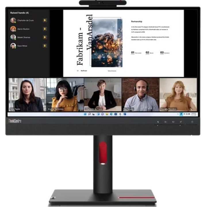 Monitor IPS LED Lenovo TC Tiny-in-One 21,5" Gen 5, Full HD 1920 x 1080, HDMI, DisplayPort, érintőképernyő, hangszórók, Pivot Black