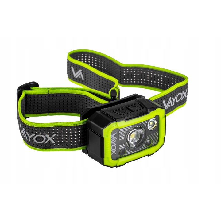 Vayox VA0187 LED челник, LED CREE + SMD, 750lm, IP66, Li-ION 1500mAh, 20 работни часа, Hammer здрав корпус, 4 режима, Черен/Зелен