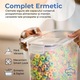 Set de 4 Recipiente Elindor® Mari, Caserole Ingrediente pentru Bucatarie, pentru Alimente Uscate, Recipient pentru Depozitare Cafea, Zahar, Paste, Cereale, Capac Etans, fara BPA, Etichete Reutilizabile, 4L, Transparent