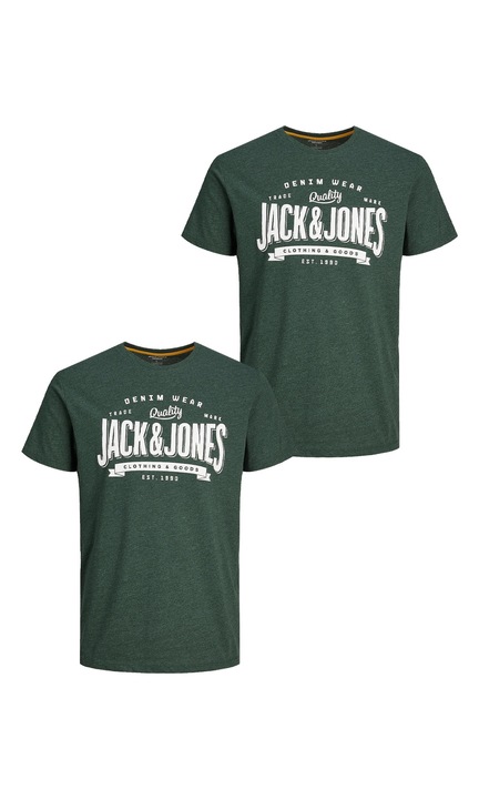2 db-os férfi póló szett JACK & JONES, 5371, pamut, Élénkzöld