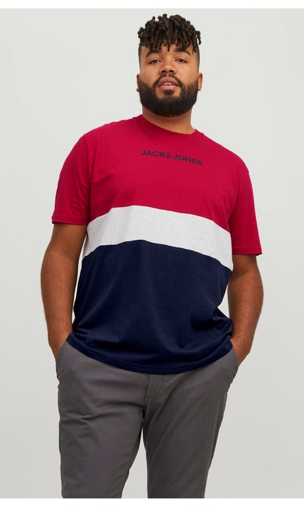 Férfi póló JACK & JONES, 7231, pamut, Piros