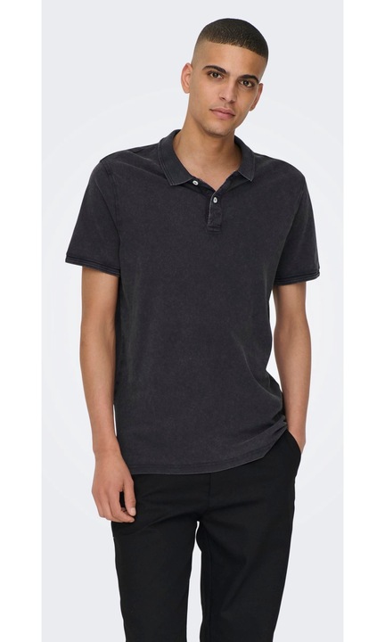 Only & Sons, Travis szűk fazonú galléros piképóló, Sötétkék