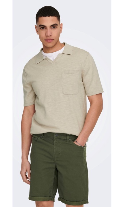 Férfi póló ONLY & SONS, 5025, pamut, Bézs