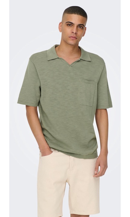 Férfi póló ONLY & SONS, 5025, pamut, Zöld