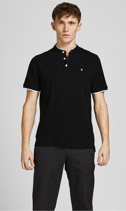 Férfi póló JACK & JONES, 5527, pamut, Koptatott fekete
