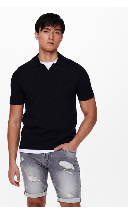 Férfi póló ONLY & SONS, 5025, pamut, Sötétkék