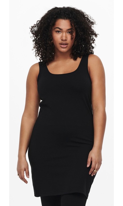 Дамска дълга рокля ONLY CARMAKOMA, 6484, Домашна, Памук, Черен