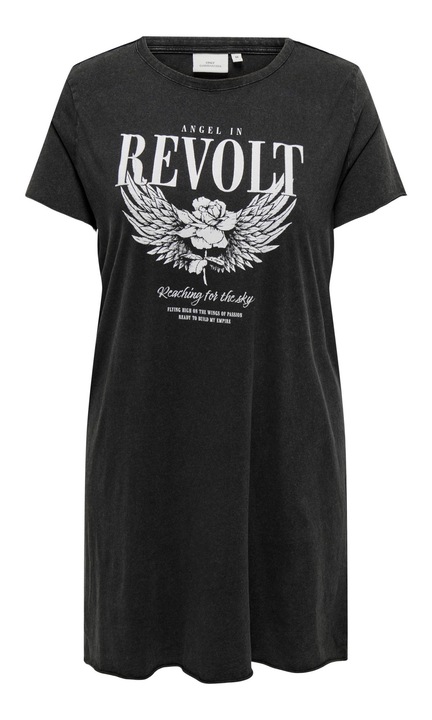 Rövid női ruha ONLY CARMAKOMA, 7403, Alkalmi, Pamut, Melange fekete