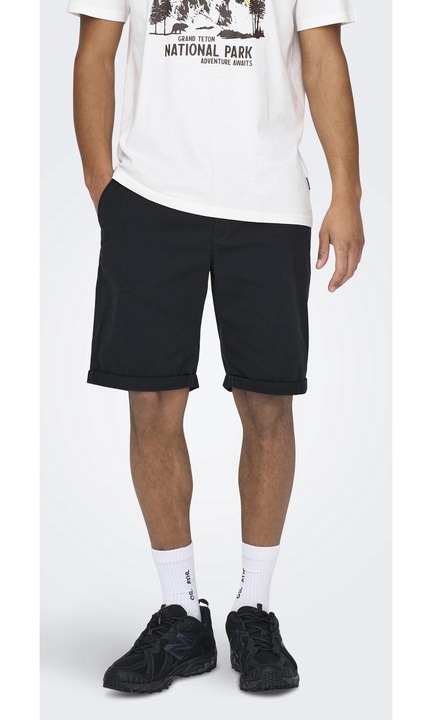 Pantaloni scurti barbati ONLY & SONS, 7502, Bumbac, Albastru inchis