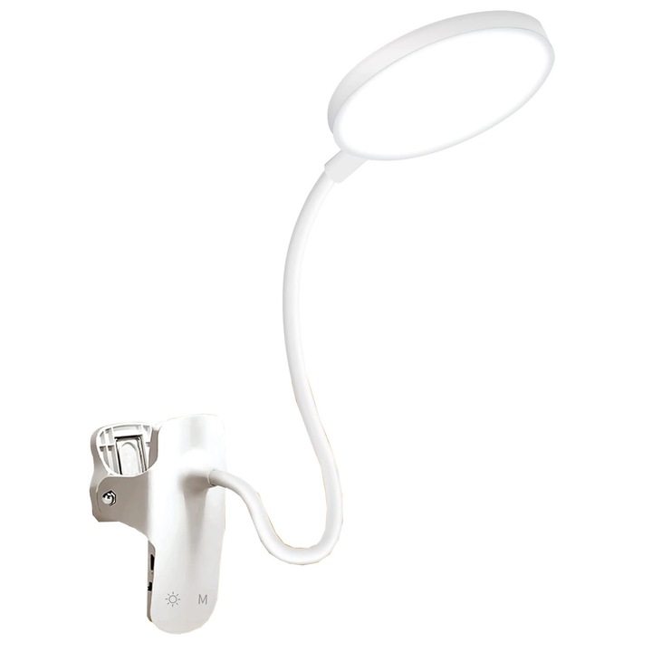 Lampa de lectura LED cu clema,36 LED-uri cu reglare la atingere 6 culori si 5 luminozitate reincarcabila prin USB, 9,8D x 8W x 17H, Bteng