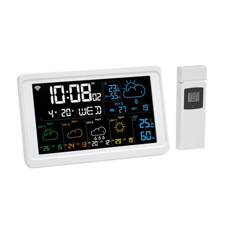 Statie meteo AlecoAir M40 Clima, WiFi, Asistenti vocali, Meteo, Alarma, Masurare temperatura, umiditate, factor UV