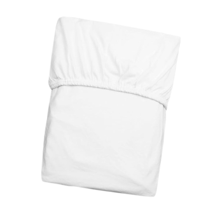 Cearceaf de pat cu elastic, 90 x 200 cm, Certificat Oeko-Tex, Alb