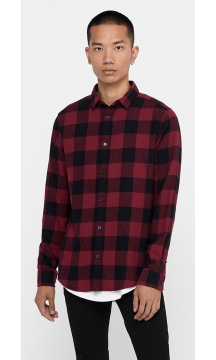 Alkalmi kockás flanel ing Stylist Lumberjack ONSGUDMUND, Piros