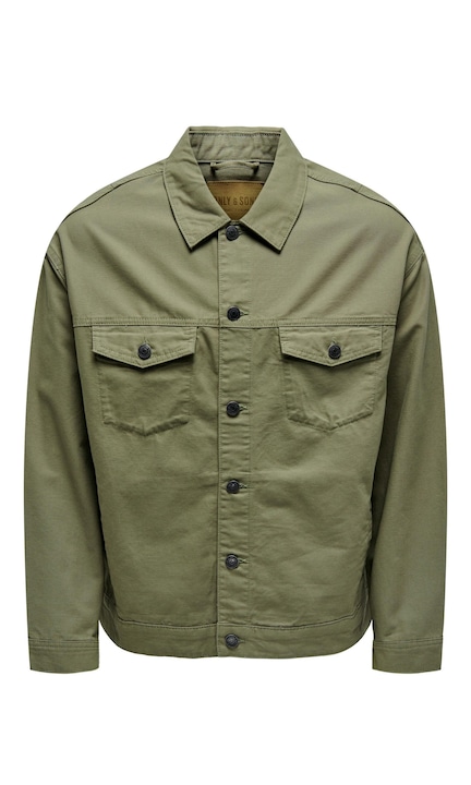 Férfi ing ONLY & SONS, 6490, pamut, Olívazöld