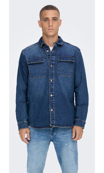 Férfi ing ONLY & SONS, 5029, pamut, Kék
