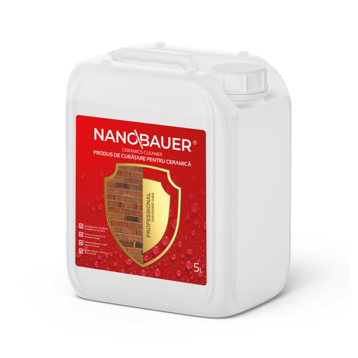 Detergent lichid pentru curatarea suprafetelor din ceramica, klinker, faianta si gresie Nanobauer Ceramics Cleaner 5L, Indeparteaza murdaria, depunerile si petele dificile