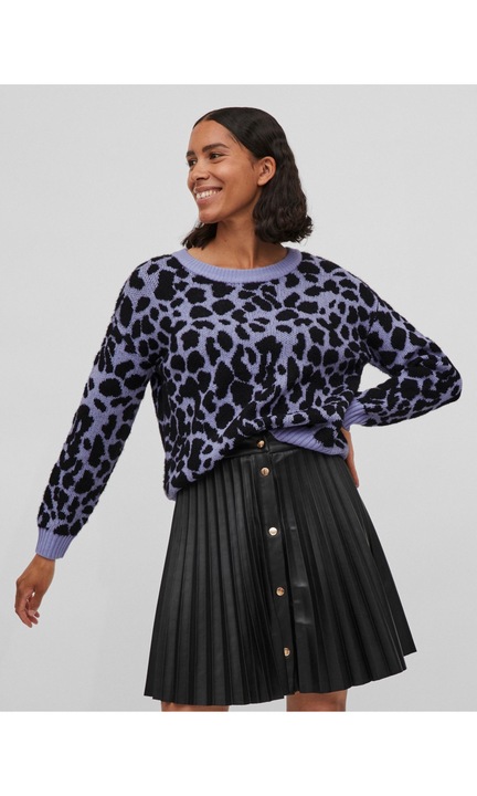 Kusmeliser kötő pulóver Leo állatmintával és hosszú ujjú VIRIL FEAMI, Halványlila