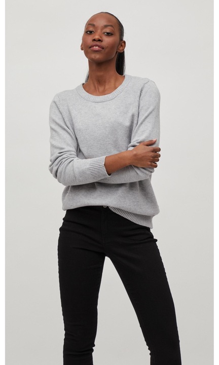 VIRIL vékony, kerek nyakú pulóver, Drapp