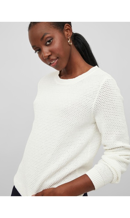 Női pulóver VILA, 6627, Pamut, Fehér