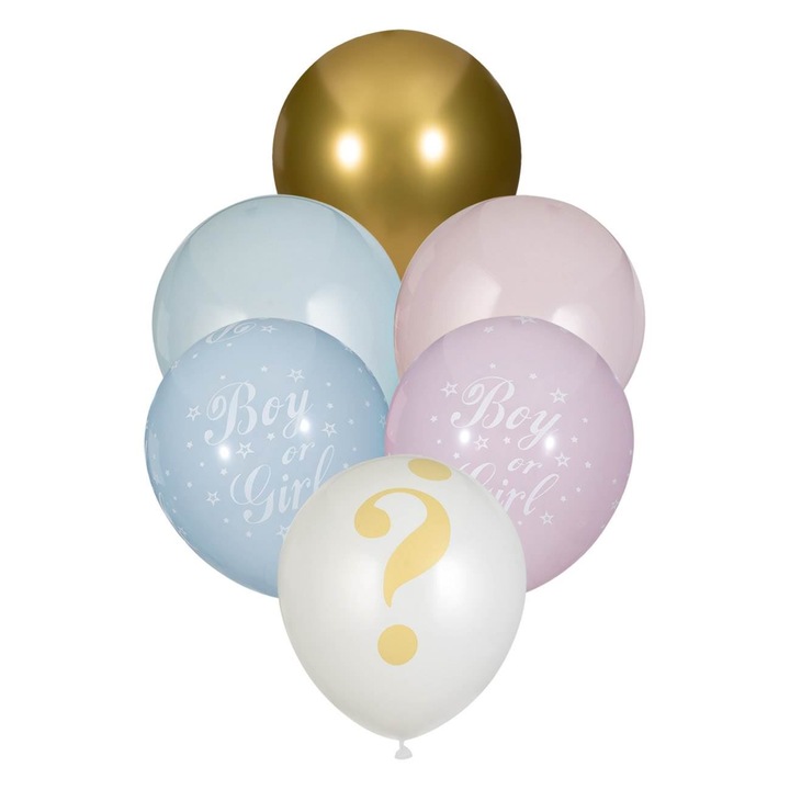 Set 10 baloane pentru petrecerea bebelusului Baby Shower Shopiens®, roz ciel aurii, 30 cm