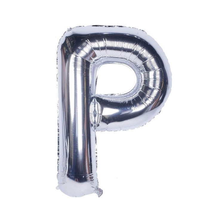 Балон от метално фолио, буква P, 40 см, сребрист, HAPPY JOKER®