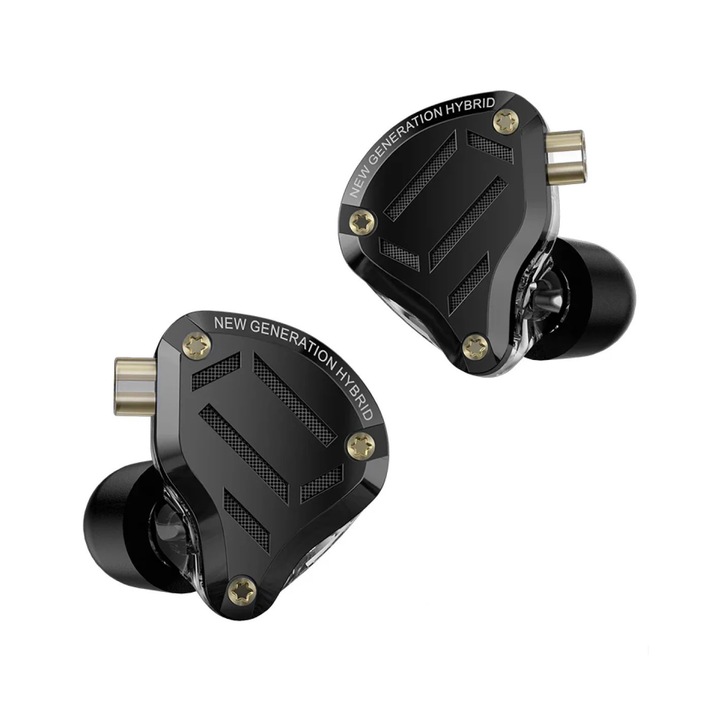 Слушалки KZ ZS10 Pro 2 поколение, превключвател за регулиране на 4 нива, Hybrid 10 драйвери, метал, HIFI, стерео бас, монитор, HD микрофон, черни