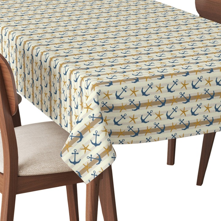Abrosz, horgony és tengeri csillag 2, poliészter, téglalap, méret: 140 cm x 500 cm, TDX663/500