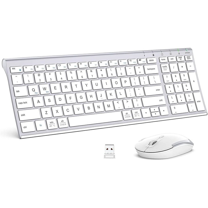 Set Tastatura Si Mouse iClever IC-GK03, 2.4G, Wireless, Fara Fir, Reincarcabila, Design Ergonomic, Subtire, Stabila, USB-A