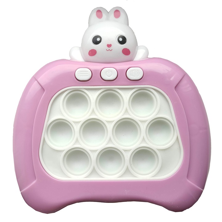 Joc interactiv Pop-It Consola Electronic, antistres, cu sunete si lumini, roz/mov, SARALMA®