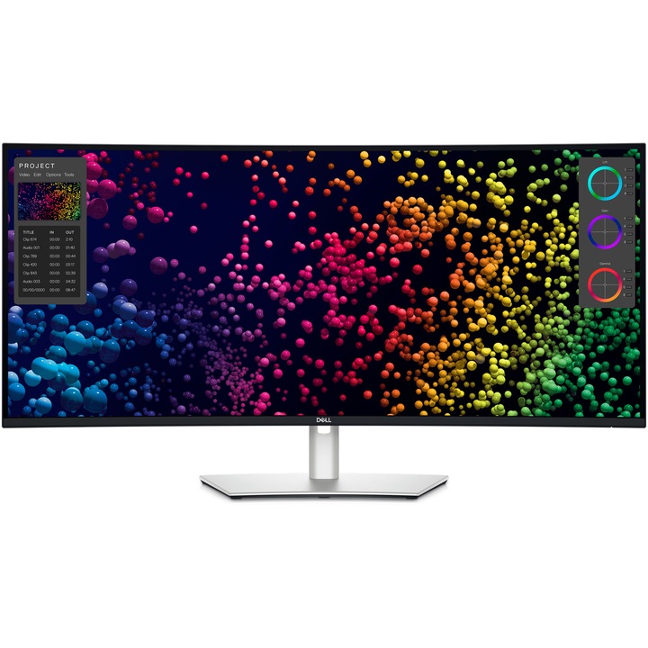 Monitor IPS LED Dell U4025QW 39,7", 5120 x 2160, 5 ms, 21:9, 120 Hz, HDMI, DP, Thunderbolt 140 W teljesítménnyel, RJ45, 2x 9 W hangszóró, fekete ezüst