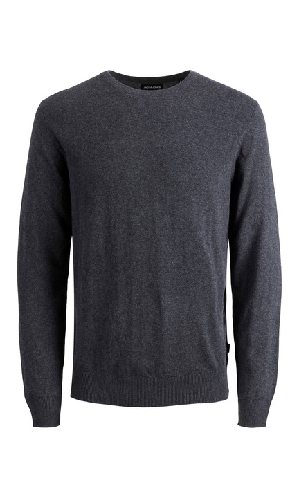 Vékony, hosszú ujjú, kerek nyakú pulóver Basic póló jumper jumper JJEEMIL, Sötétszürke