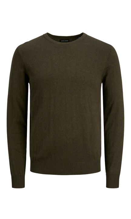 Vékony, hosszú ujjú, kerek nyakú pulóver Basic póló jumper jumper JJEEMIL, Olívazöld