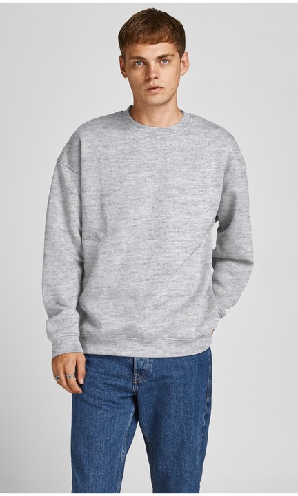 JACK & JONES férfi pulóver, 4521, pamut, Világosszürke