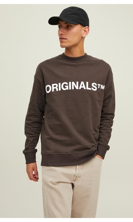 JACK & JONES férfi pulóver, 4672, pamut, Barna